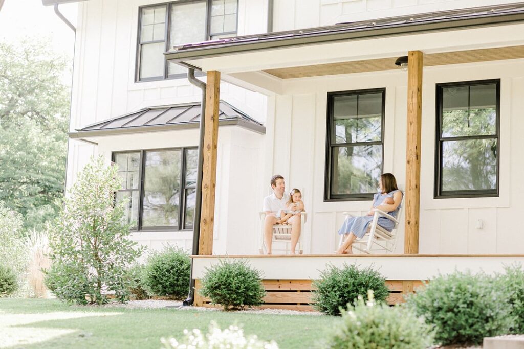 family on porch