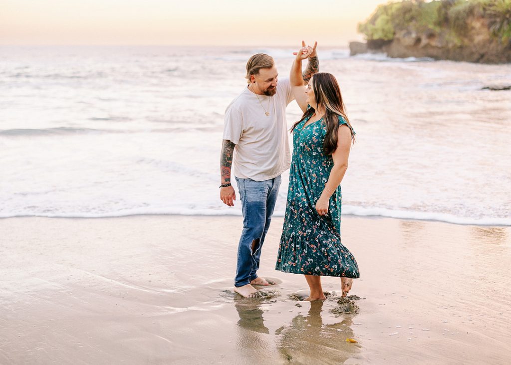 couple dancing on beach