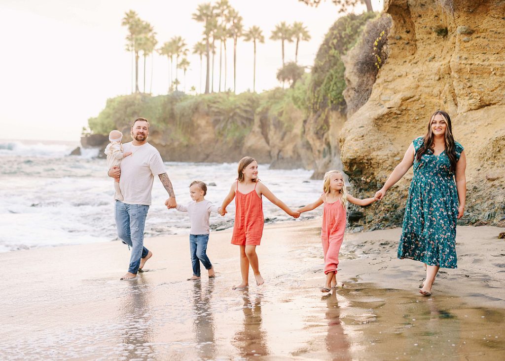 family on beach
