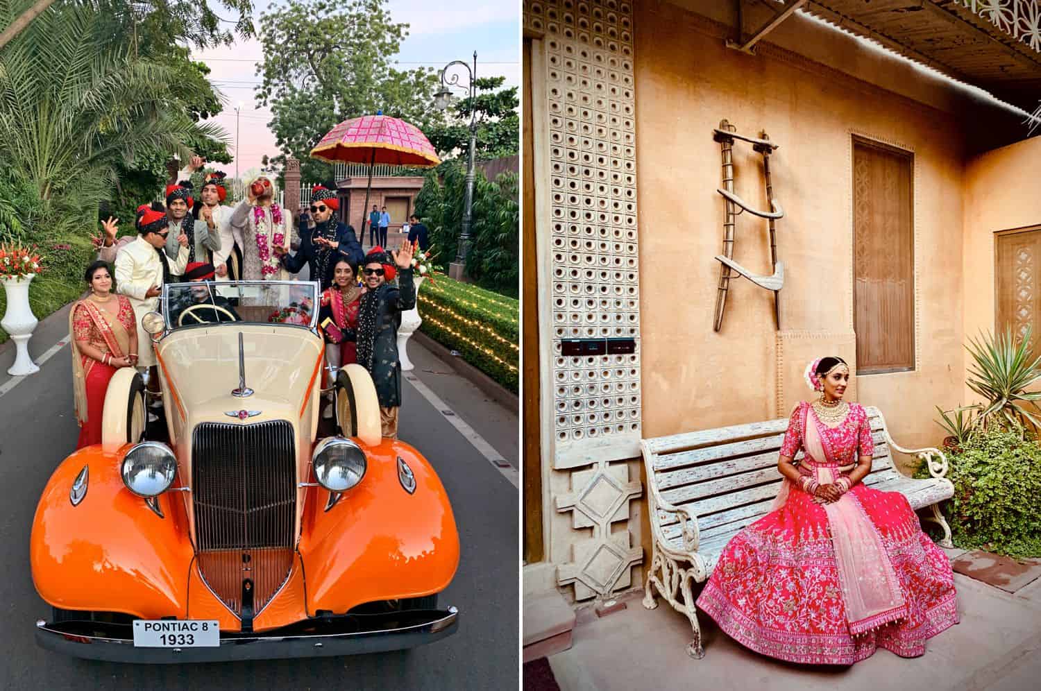 Portraits of various members during an Indian wedding