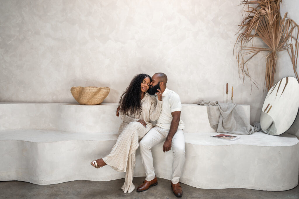 couple on white seating