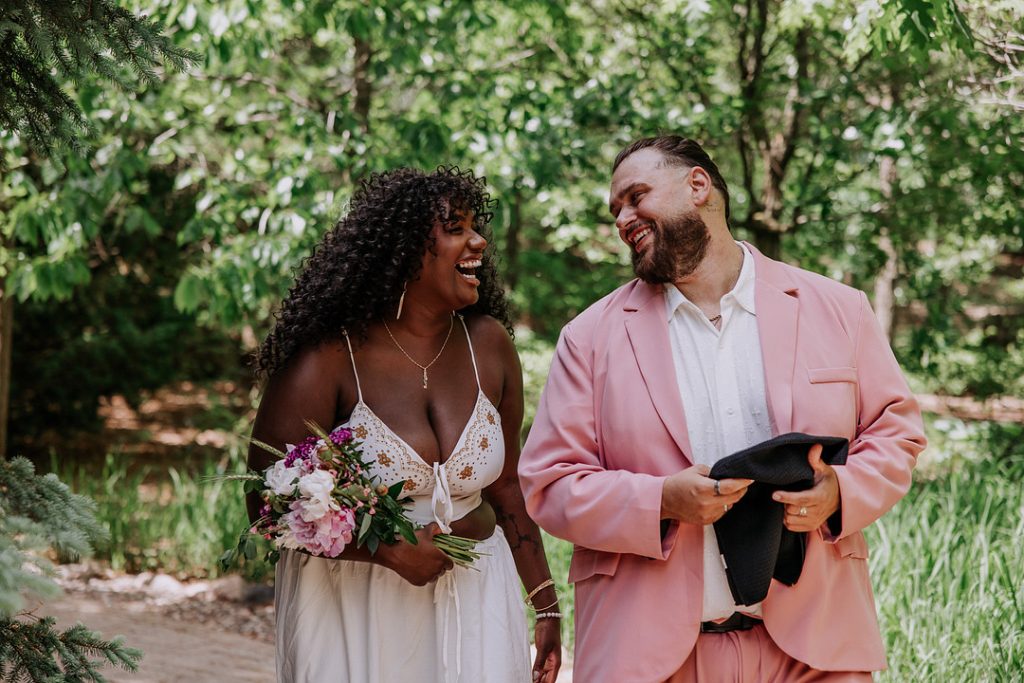 couple laughing in park