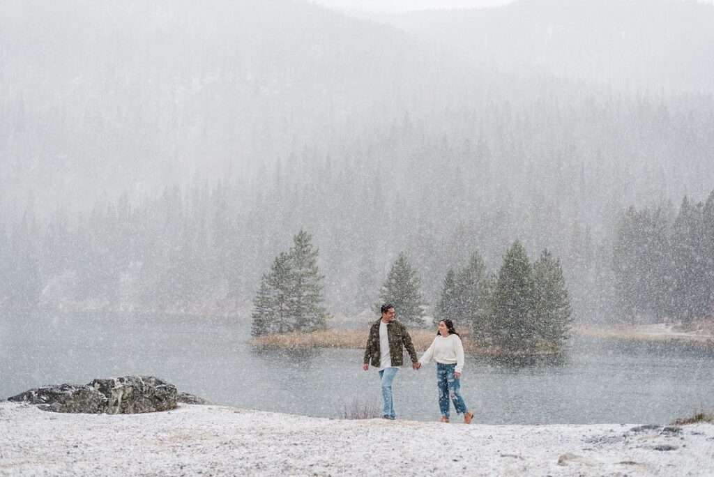 couple walking in snow
