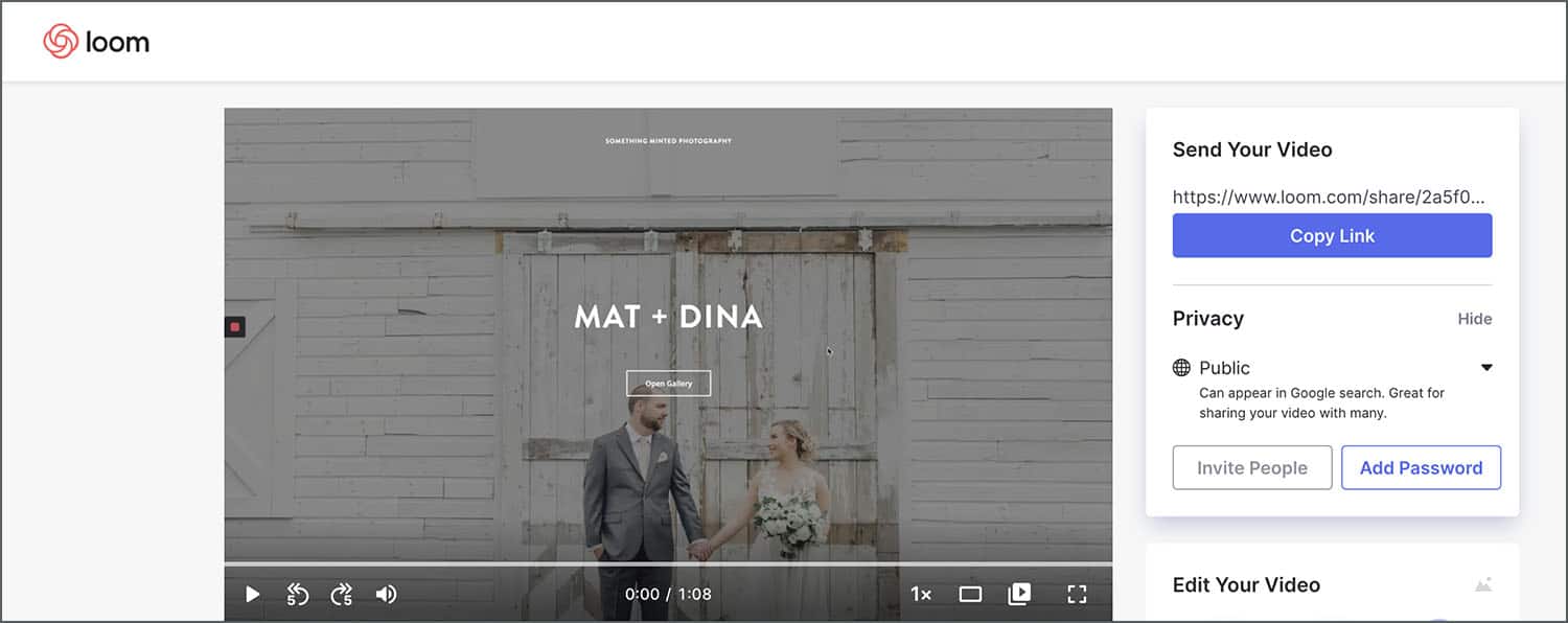 Shelby Schmidt uses Loom to give her clients a ShootProof gallery tour that's personalized and professional