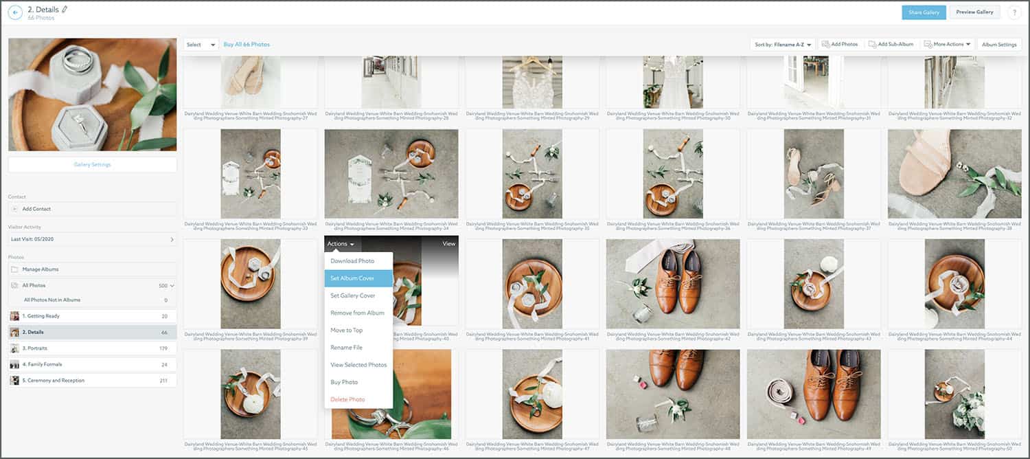 Shelby Schmidt showcases her ShootProof workspace, complete with client photos and marketing tools