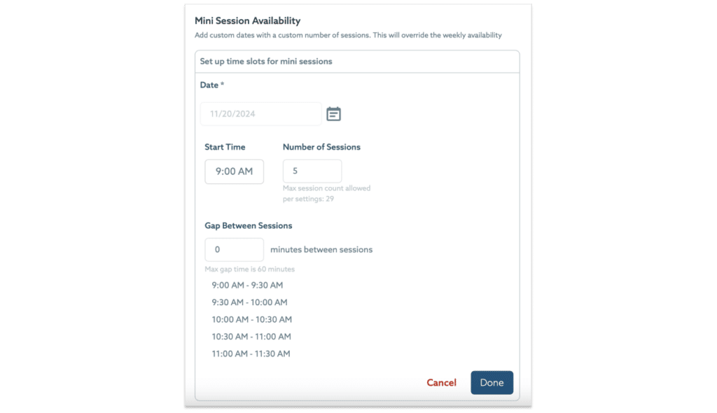 booking gap times 11172024