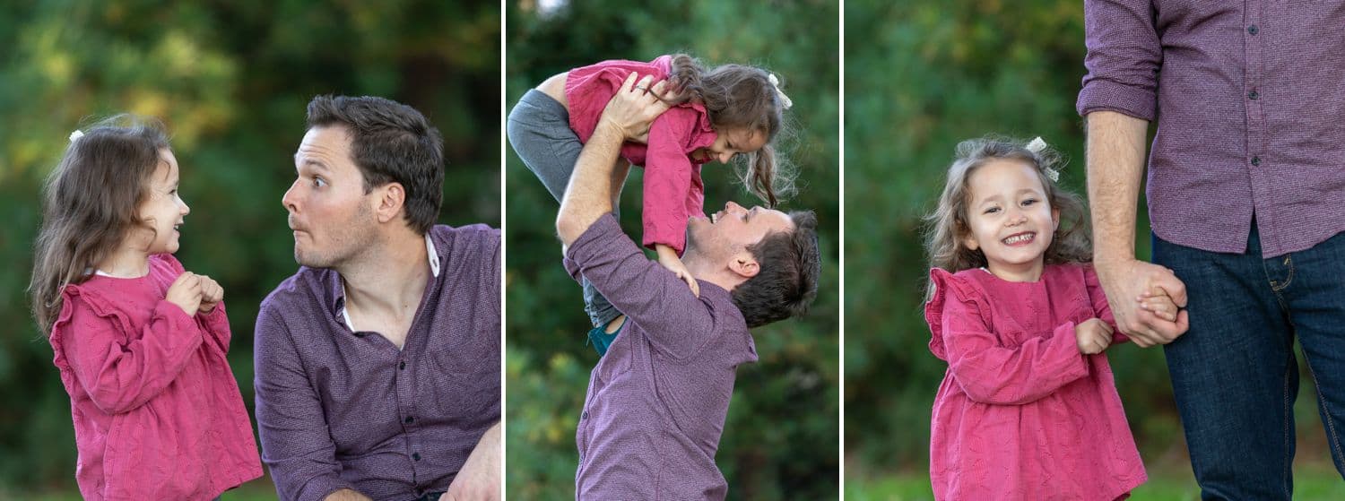 Series of dad and daughter playing in the park.