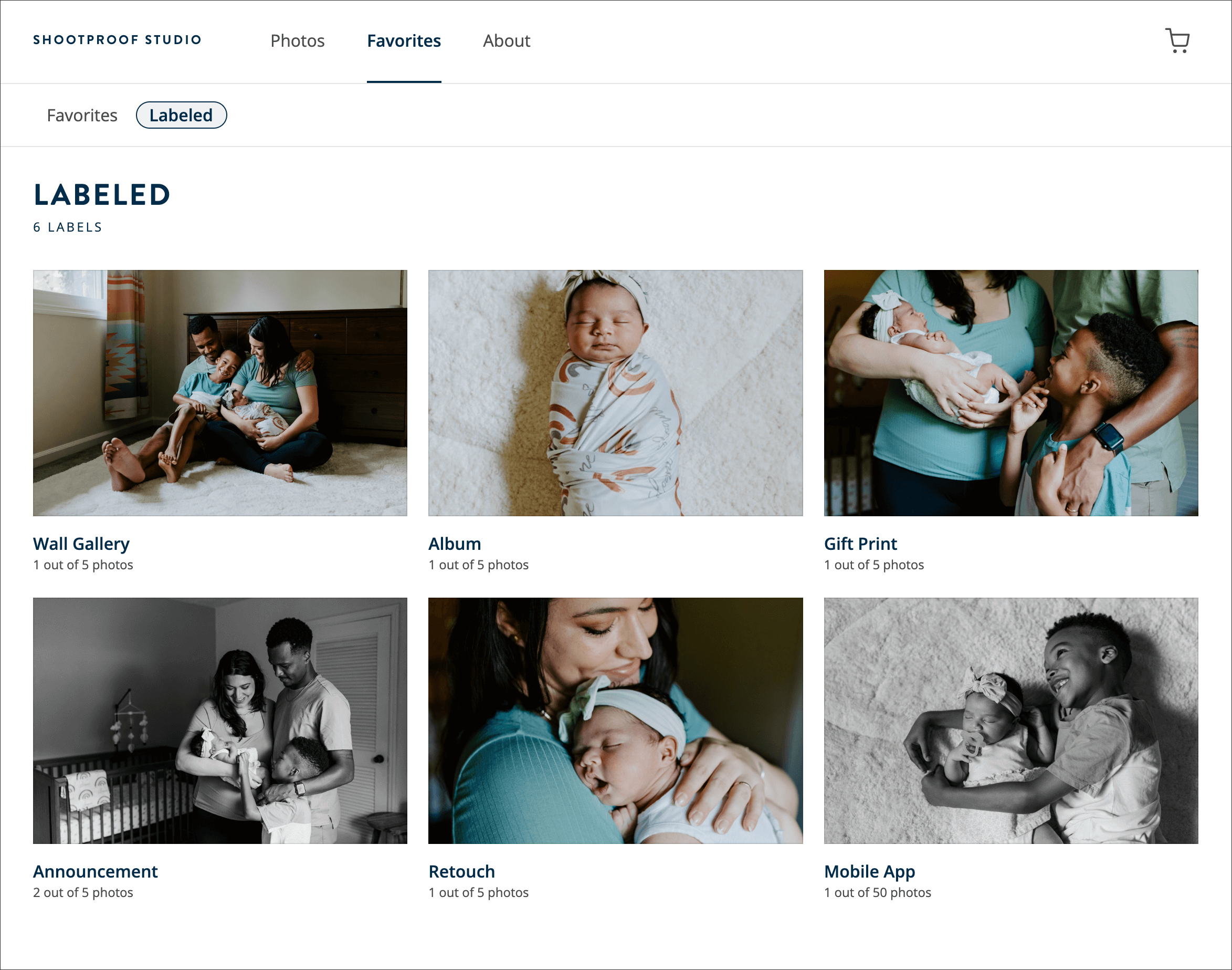 View labels in ShootProof galleries desktop experience
