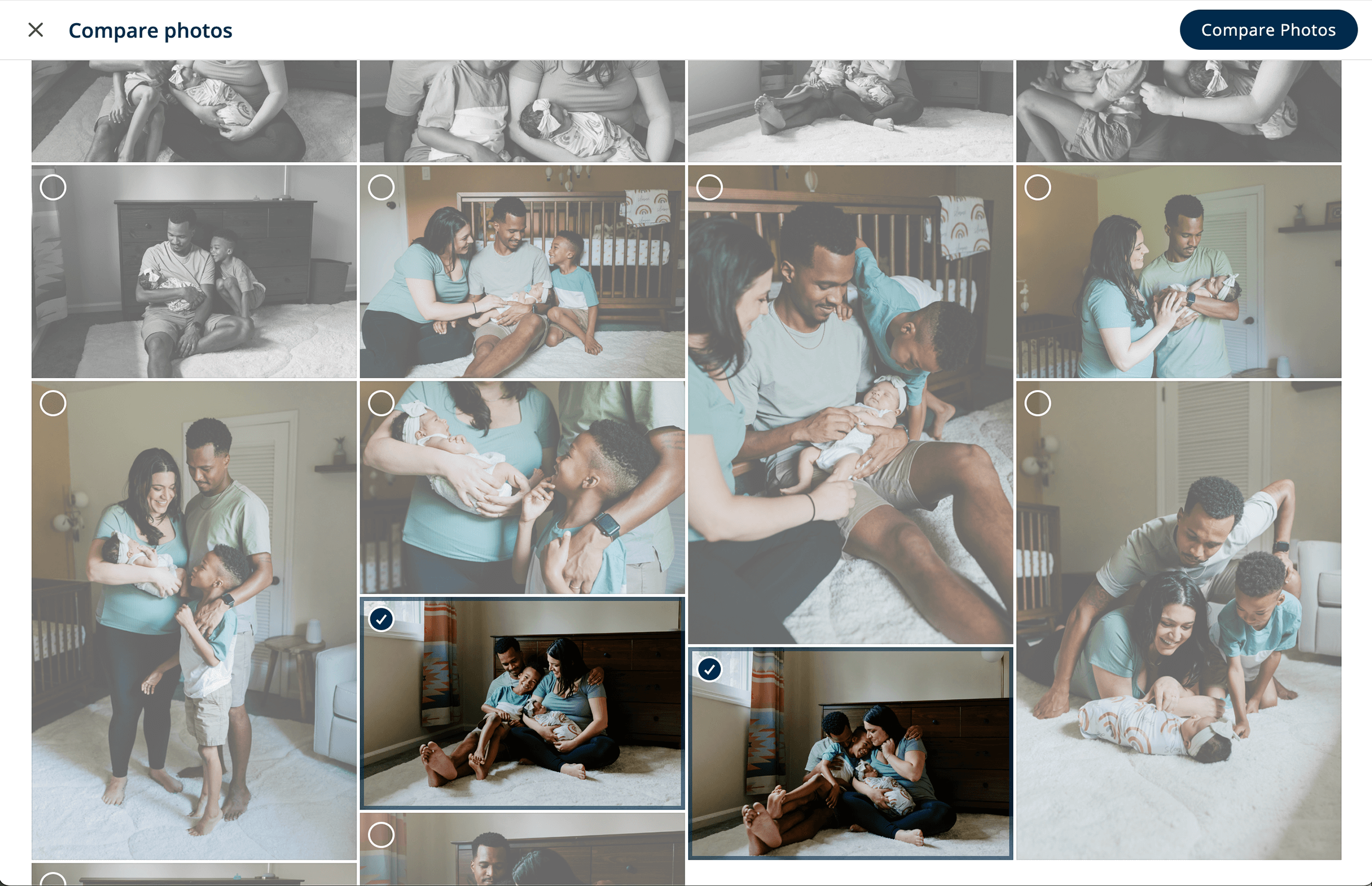 Updated compare photos experience in ShootProof galleries