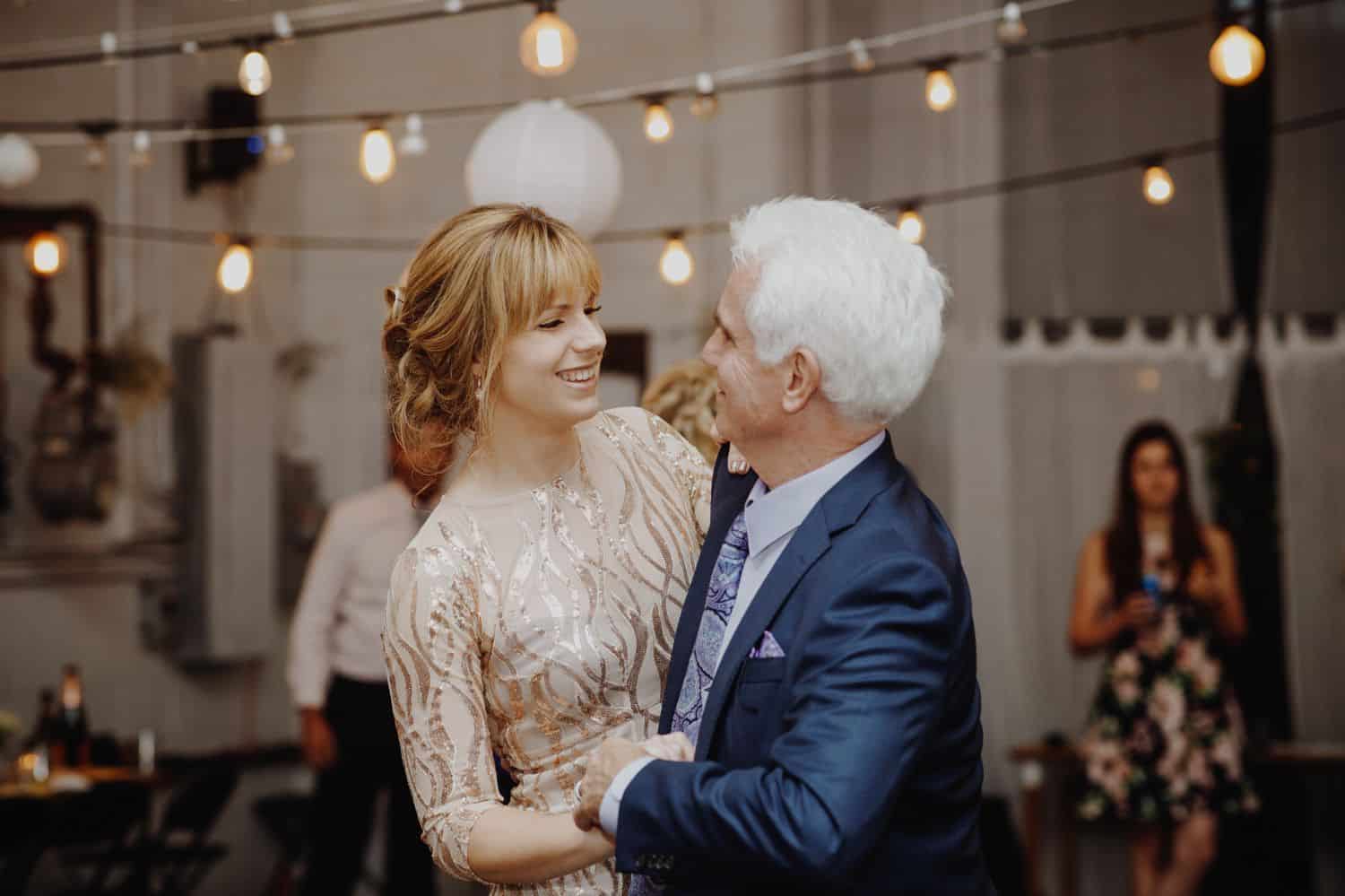 A bride's first dance with her father on her wedding day