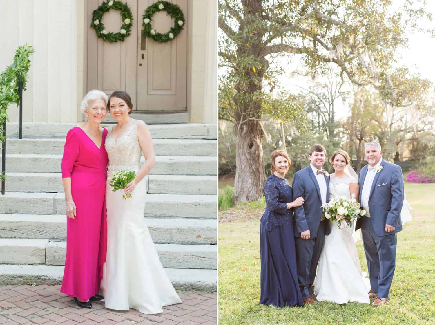Wedding day portraits of the bride with her parents