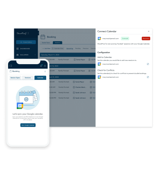 Google Calendar for ShootProof Booking