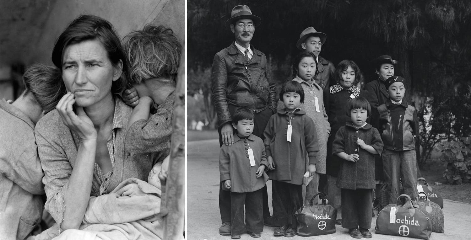 A series of two famous photographs by Dorothea Lange