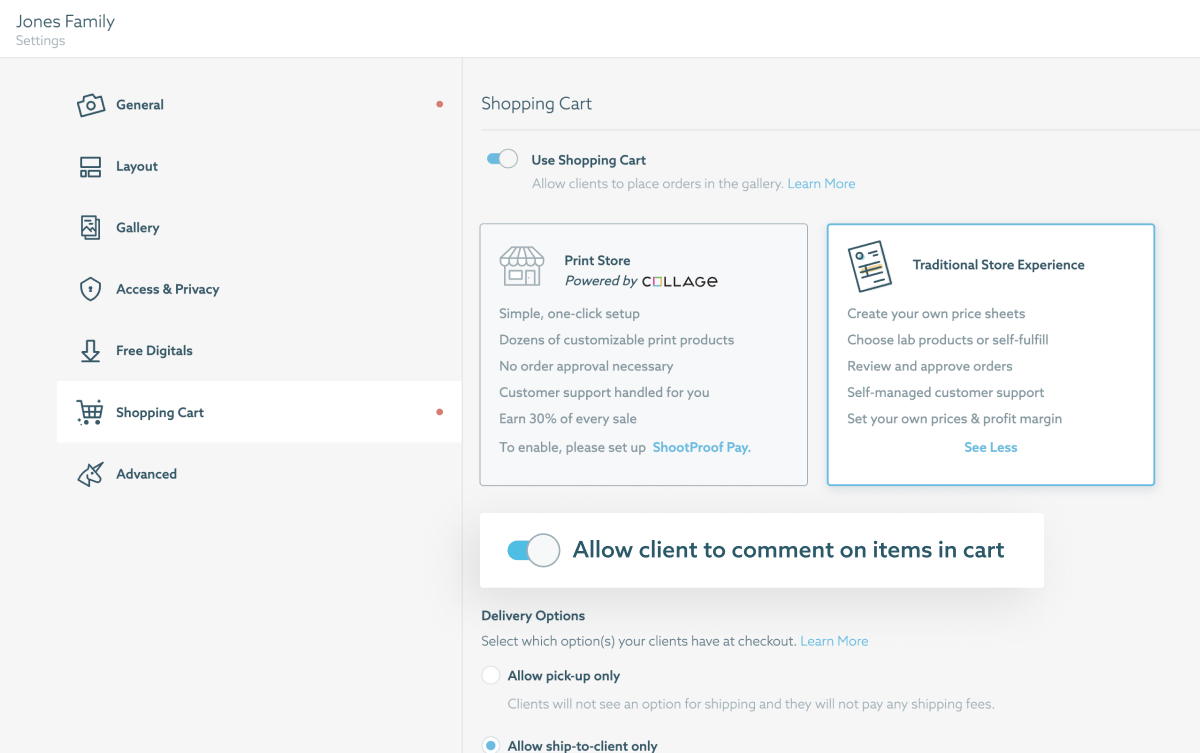 Enabling Commenting on Order Items in ShootProof