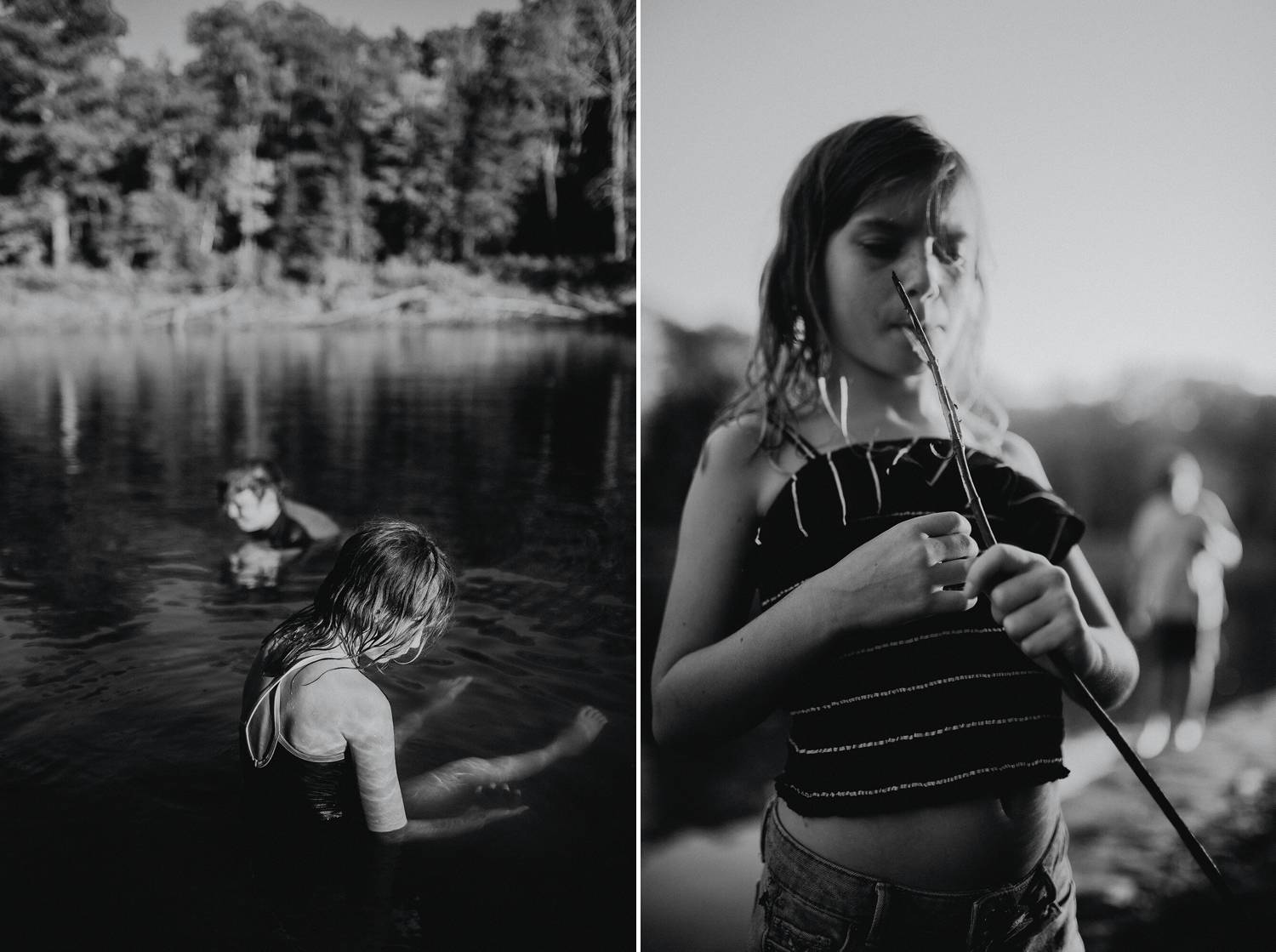 Photos: Joni Burtt's natural black and white images showcase children playing intently in a quiet lake.