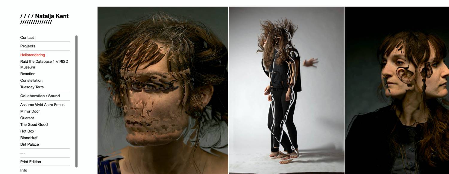 Website: Natalja Kent's website features her portrait series of photo manipulations called Heliorendering.