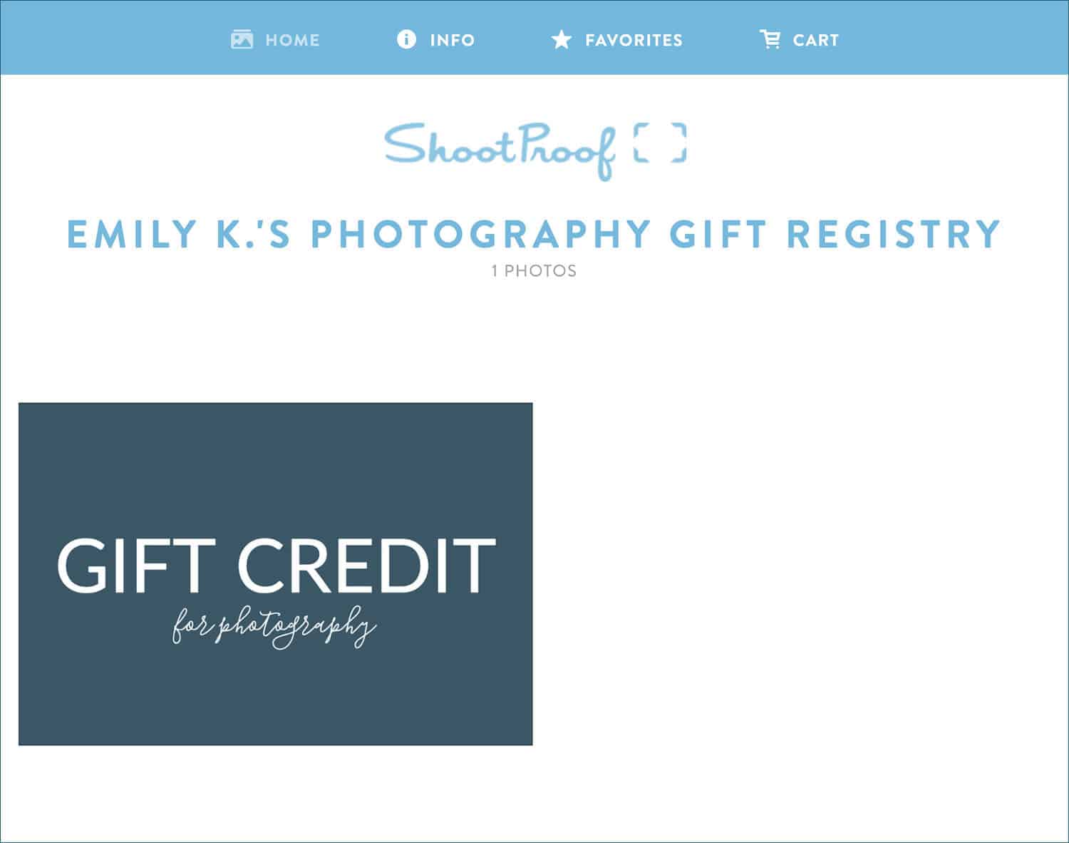 Photography Gift Registries