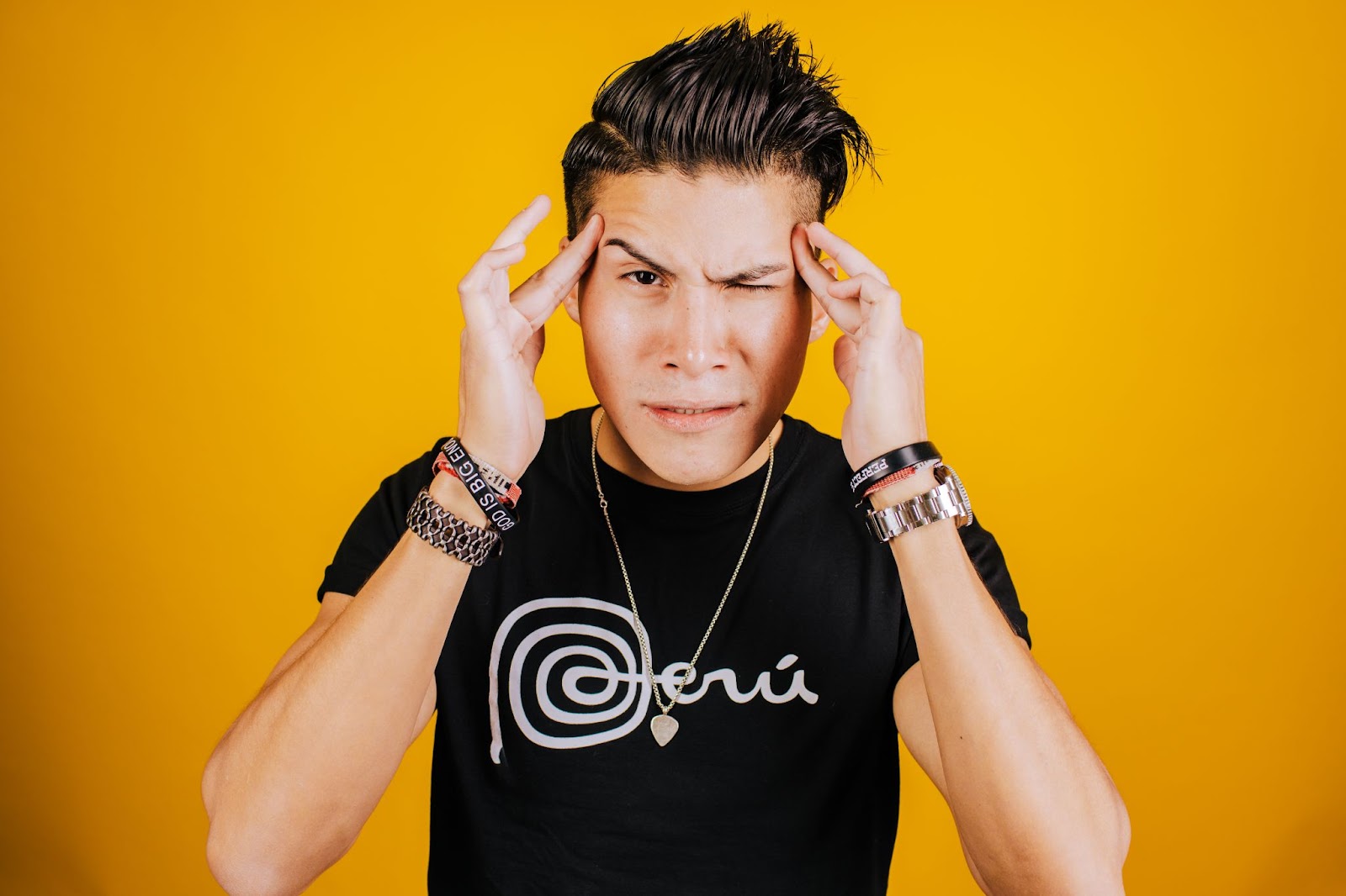 Portrait of guy with yellow background