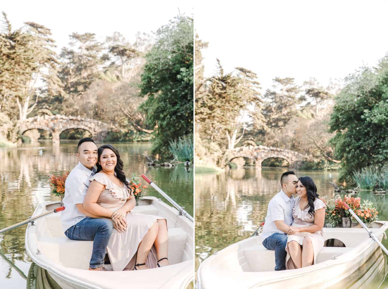 Photos of a couple together on a boat