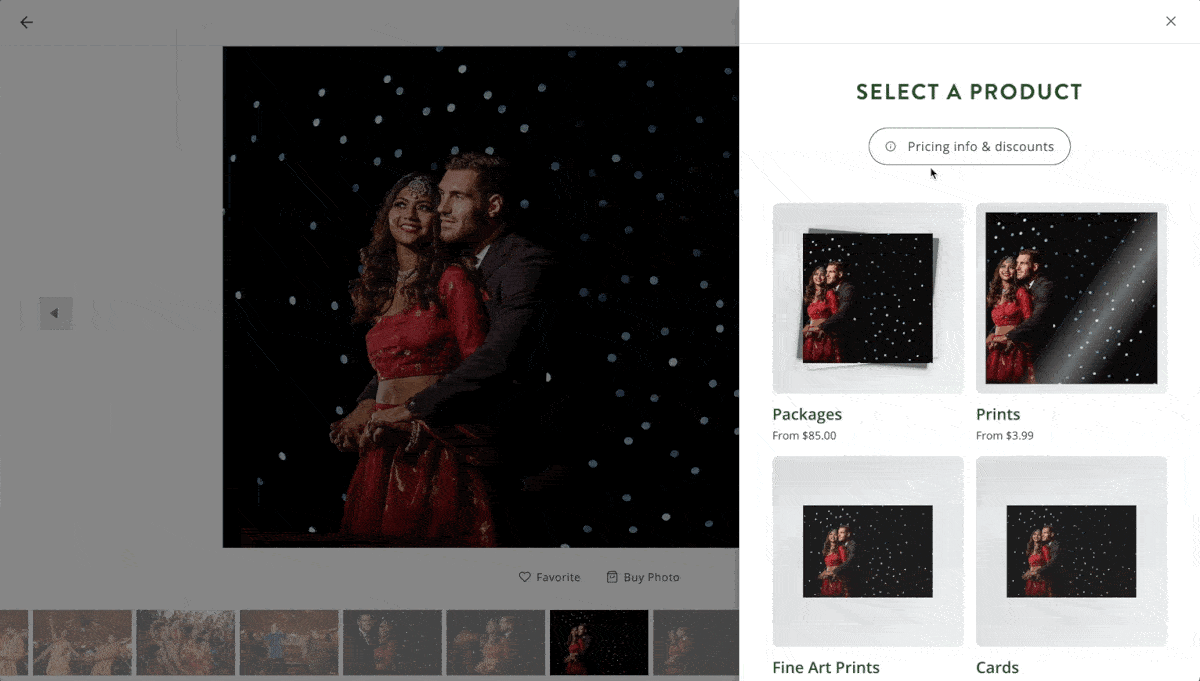 Updated pricing info and discounts screen in ShootProof