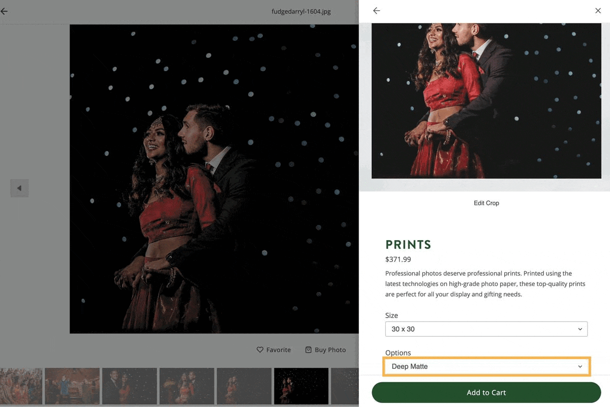 Updated product previews print finish in ShootProof