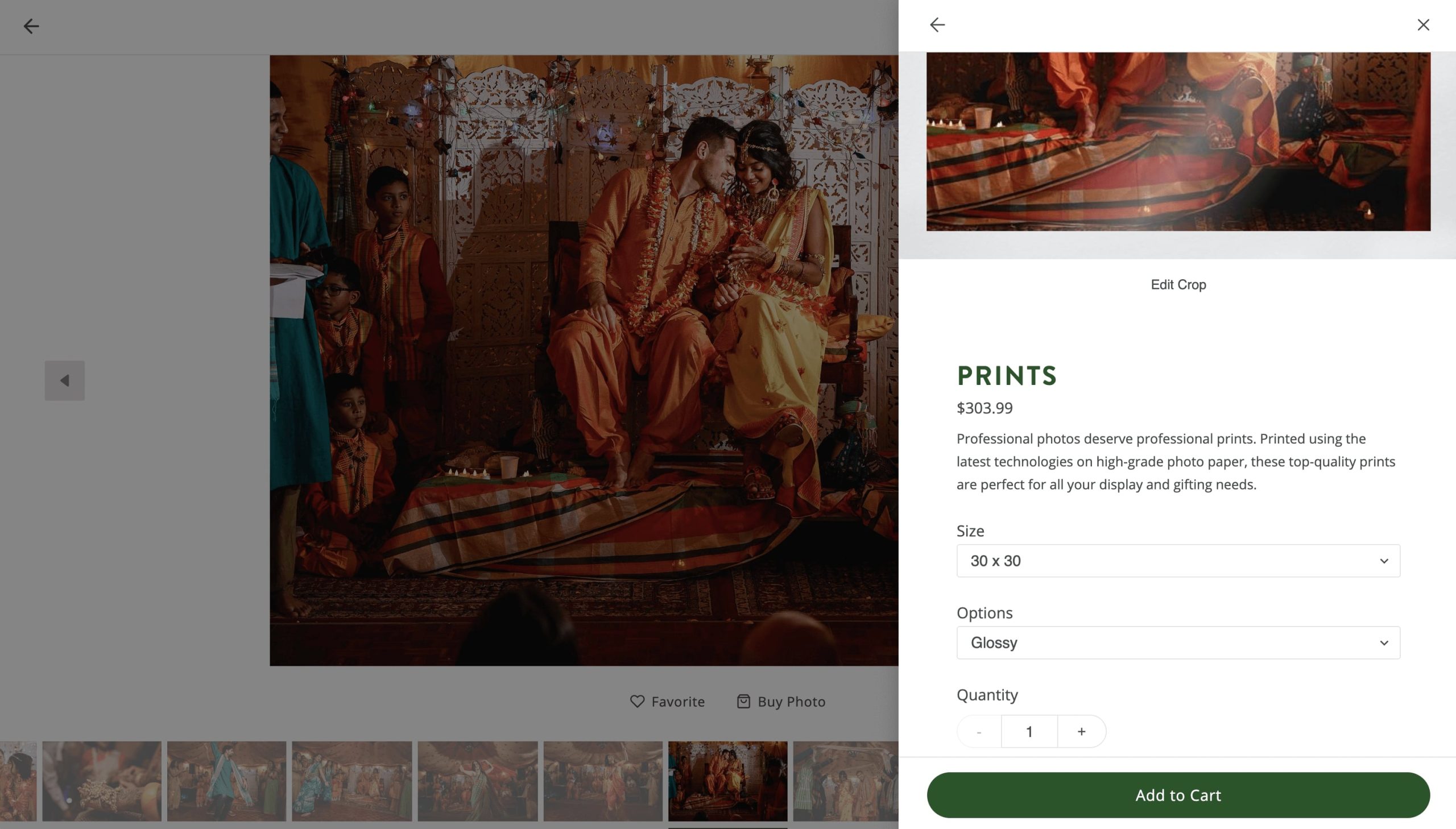 Updated product details view in ShootProof