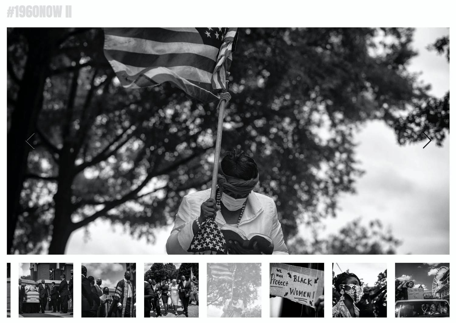 Website: Sheila Pree Bright's series of mourners and protesters holding American flags and begging for the violence against Black people and People of Color to stop.