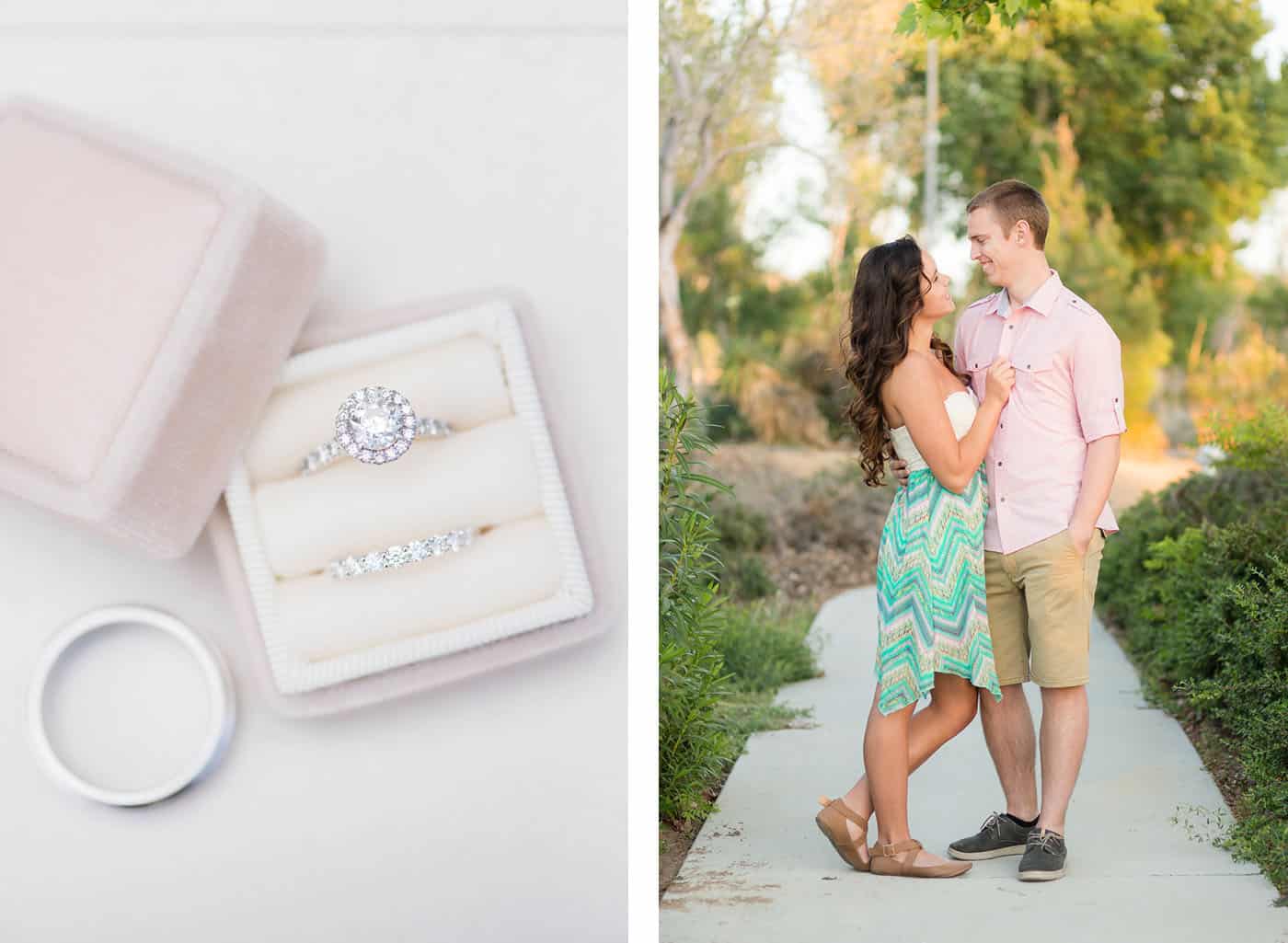 wedding ring set and summer engaged couple by customer service whiz cinnamon wolfe