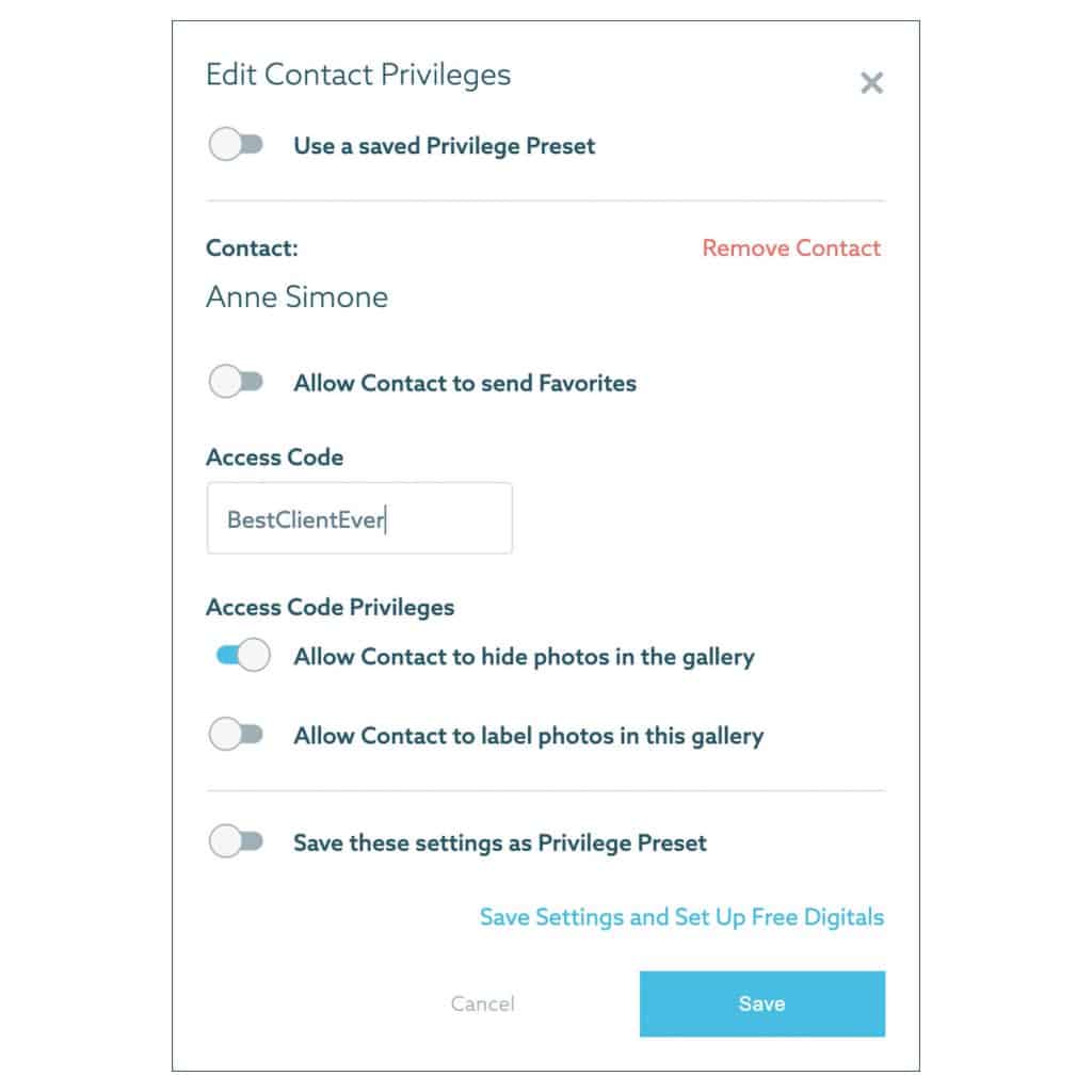 Use ShootProof Contact Privileges to allow your clients to Hide Photos