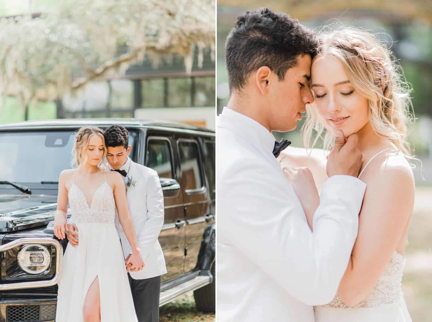 Bride and Groom Portraits with Jeep: Get Photography Clients with Styled Shoots