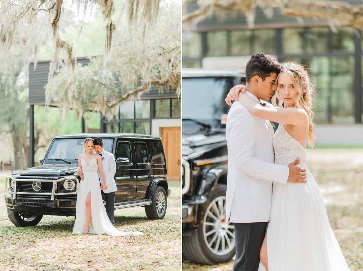 Bride and Groom Portraits Under Spanish Moss at Botanical Themed Wedding: Get Photography Clients with Styled Shoots