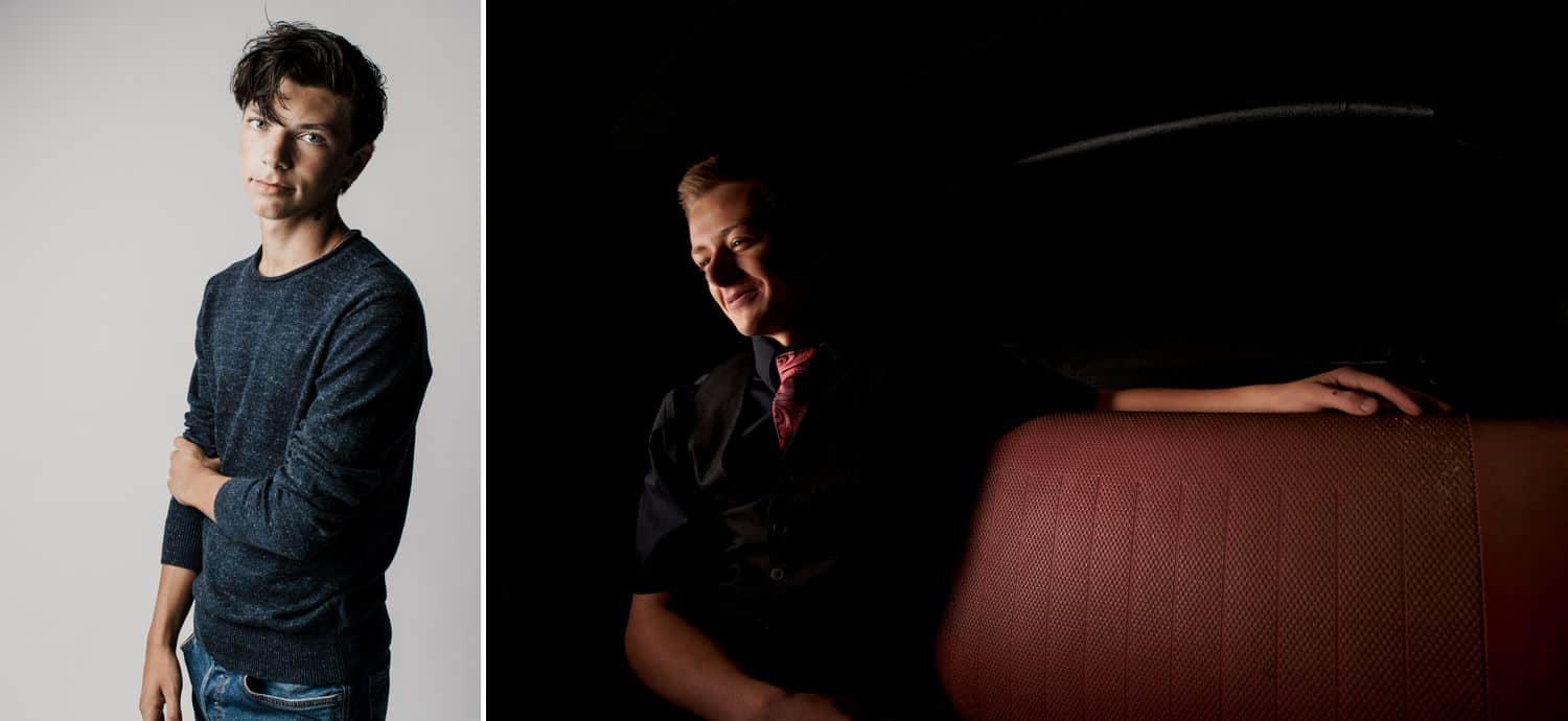 Studio portraits of high school senior boys