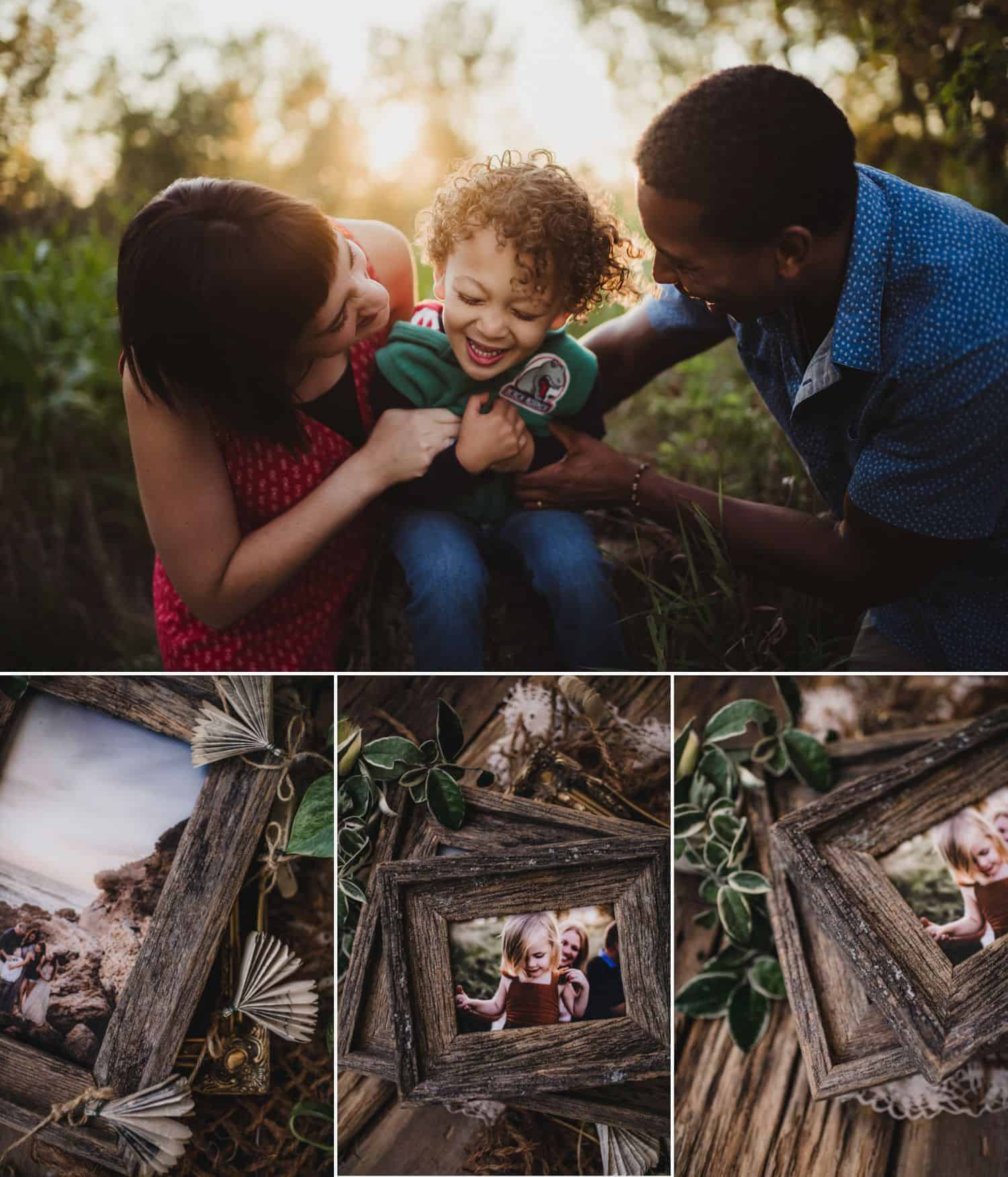 Twig & Olive's beautiful barnwood frams photographed with leaves and vintage paper fans