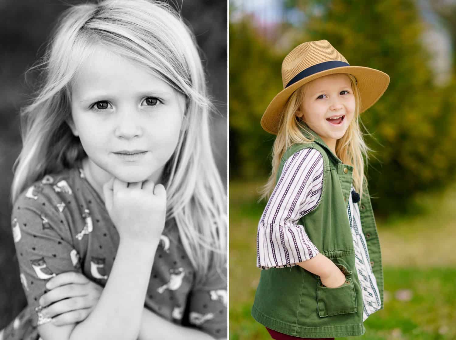 Photos of a young girl posing outdoors