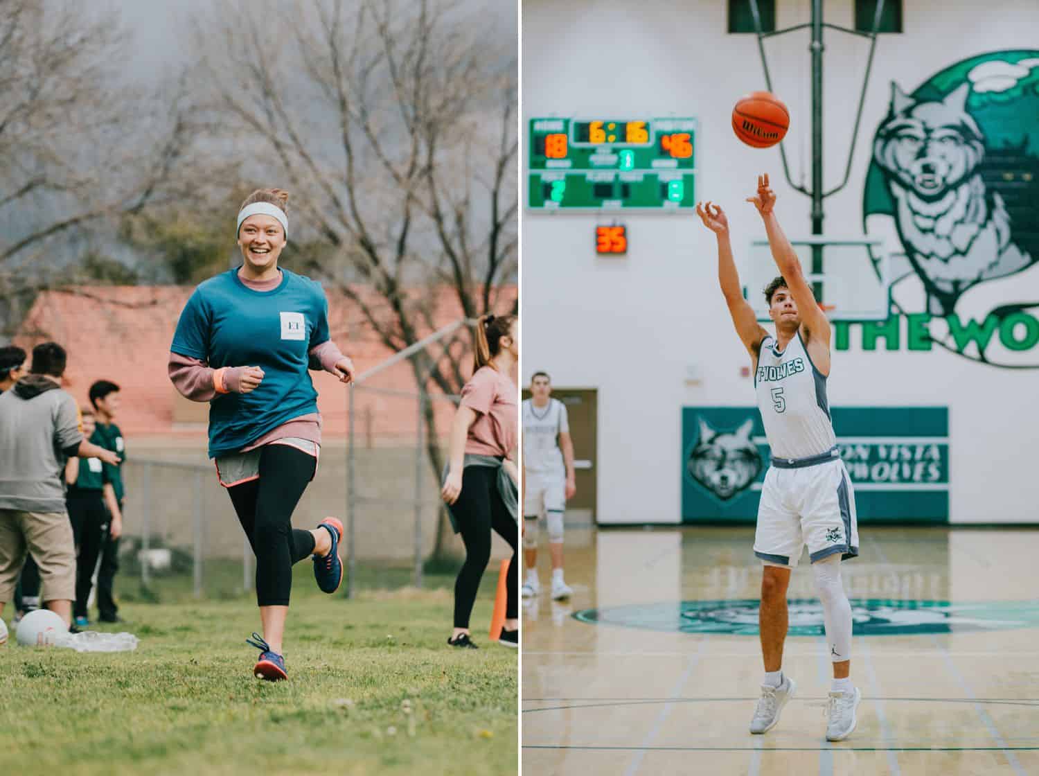 Photos of students playing sports