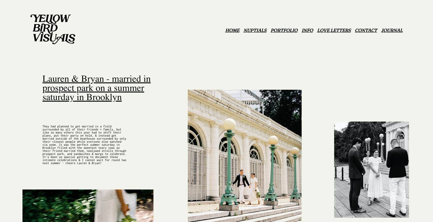 Website: Yellow Bird Visuals creates stunning photograph series that tell stories and bring moments to life.
